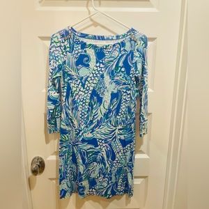 Lilly Pulitzer Long sleeve dress with gold buttons.